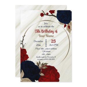 navy blue & red floral geometric birthday party