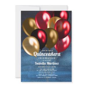 Navy Blue Red Gold Balloons Quinceañera