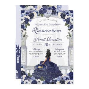 Navy Blue Rose Elegant Charro Princess Quinceanera
