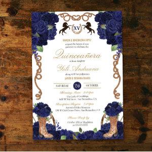 Navy Blue Rose Western Charro Quinceañera