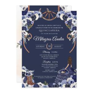 Navy Blue Rustic Western Charro Quinceanera