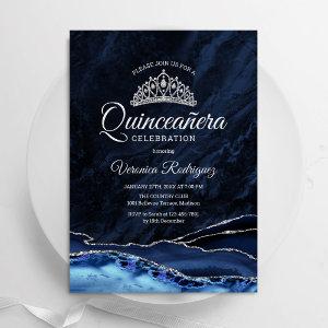 Navy Blue Silver Agate Quinceanera