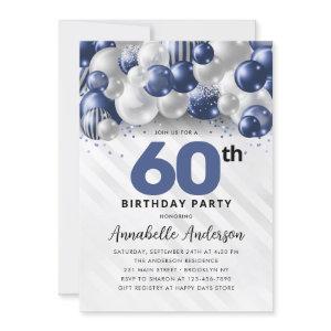 Navy Blue Silver Balloon Glitter 60th Birthday