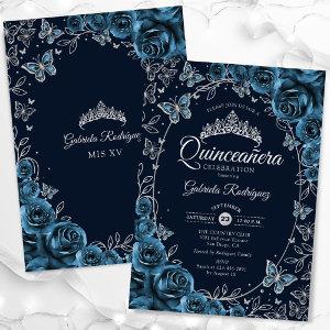 Navy Blue Silver Quinceanera