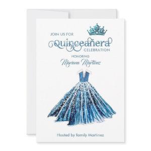 Navy blue Watercolor hand drawn ball dress Quince