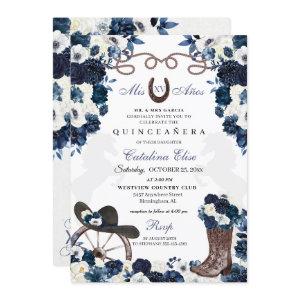 Navy Blue Western Charra Boots Quinceanera