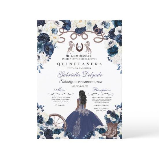 Navy Blue Western Charra Girl Ranchero Quinceanera