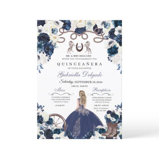 Navy Blue Western Charra Girl Ranchero Quinceanera