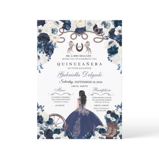 Navy Blue Western Charra Girl Ranchero Quinceanera