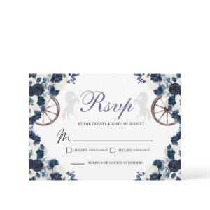 Navy Blue Western Quinceanera RSVP Card