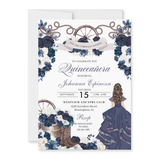 Navy Blue Western Ranchero Quinceanera