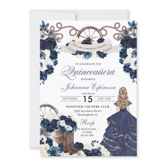 Navy Blue Western Ranchero Quinceanera
