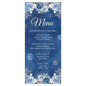 Navy Blue Winter Snowflake Mis Quince Menu