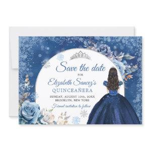 Navy Blue Winter Snowflake Quince Save The Date