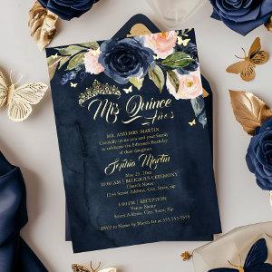 Navy Blush Gold Butterfly Mis Quince Quinceanera Foil