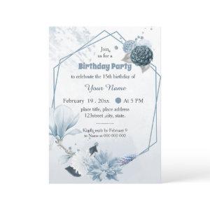 navy dusty blue floral geometric birthday
