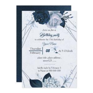 navy &dusty blue flowers geometric birthday