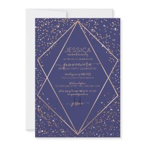 Navy Gold Glitter Confetti Terrarium Quinceañera