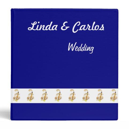 Navy, Gold & White Wedding Planner or Guest Book Binder