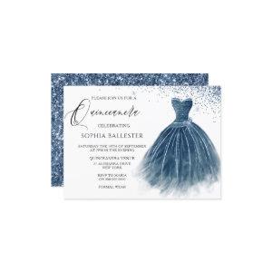 Navy Indigo Glitter Dress Gown Quinceanera Party