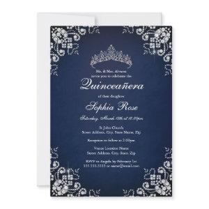 Navy Jewel Tiara Butterfly Quinceanera