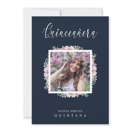 Navy Quinceañera Pink Trendy Garland Photo Spanish