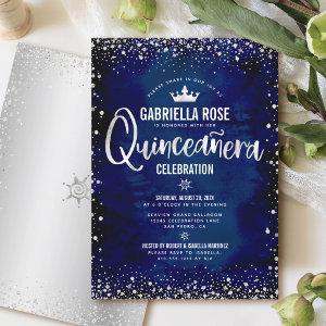 Navy Quinceañera Silver Glitter Princess Crown