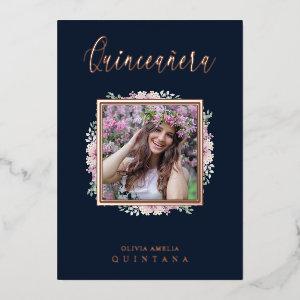 Navy Quinceañera Trendy Garland Photo Spanish Foil