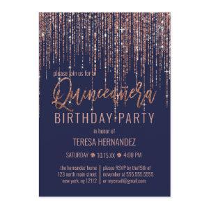 Navy Rose Gold Glitter Fringe Curtain Quinceañera
