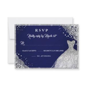 Navy Silver Diamond Sparkle Gown RSVP