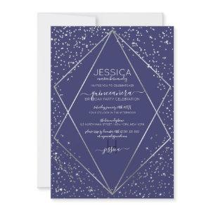 Navy Silver Glitter Confetti Terrarium Quinceañera