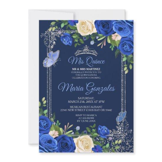 Navy Silver Quinceanera Mexican Girl 15th Birthday