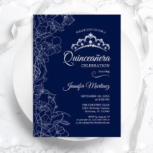 Navy White Floral Quinceanera Party