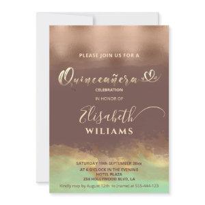 Neo mint cinnamon rose gold foil watercolor Quince