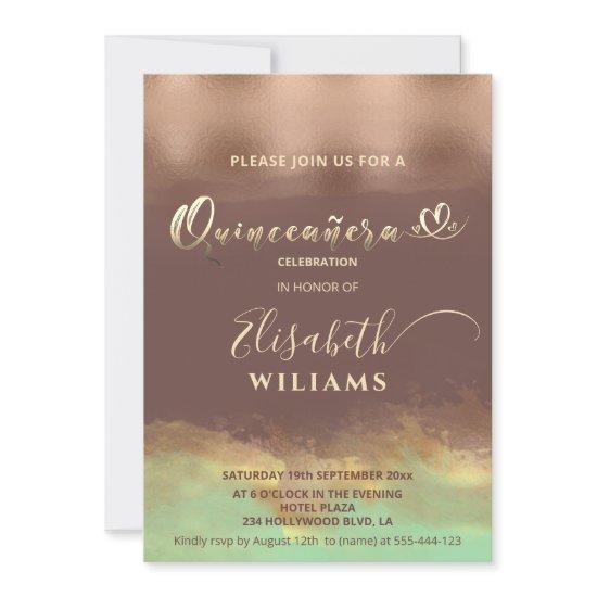 Neo mint cinnamon rose gold foil watercolor Quince