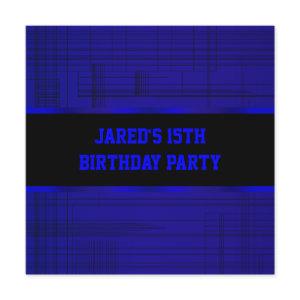 Neon Blue Black Stripe Boys 15th Birthday Party