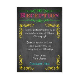 Neon Chalkboard Bat Mitzvah Reception Card