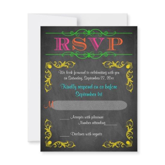 Neon Chalkboard Bat Mitzvah RSVP