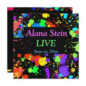Neon Paint Splatter, Bar / Bat Mitzvah