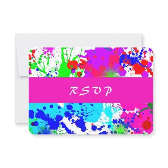 Neon Paint Splatter, Response Card
