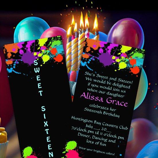 Neon Paint Splatter, Sweet Sixteen