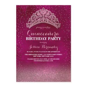 Neon Pink Confetti Tiara Crown Glitter Quinceañera