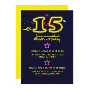 Neon Sign Fifteenth Birthday Party