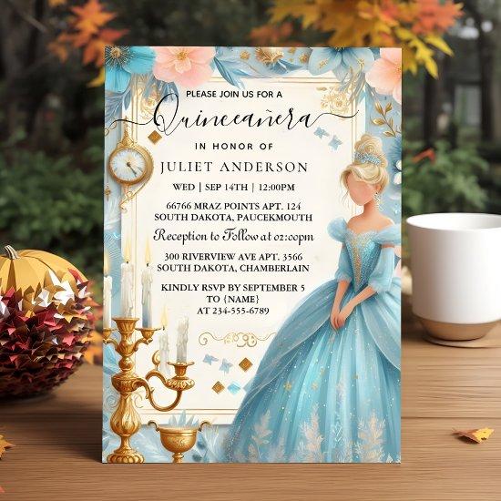 New Lamp Ivory Ice Sky Gold Light Blue Quinceanera