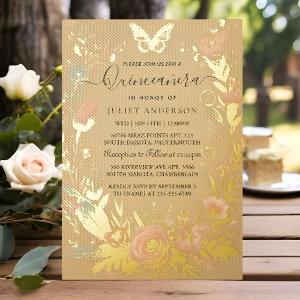 New Pastel Font Dusty Glam Rose Gold Quinceanera Foil