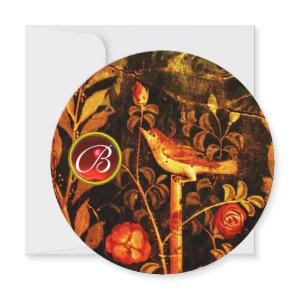 NIGHTINGALE AND ROSES MONOGRAM, Red Black Yellow