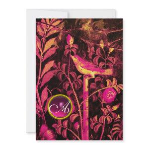 NIGHTINGALE WITH ROSES MONOGRAM, Pink Black Gold