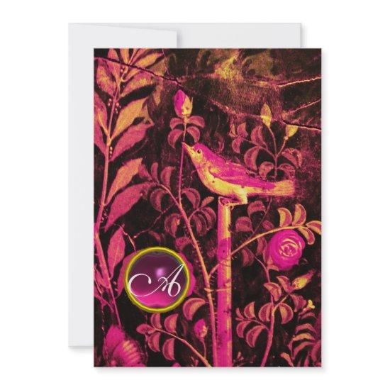 NIGHTINGALE WITH ROSES MONOGRAM, Pink Black Gold
