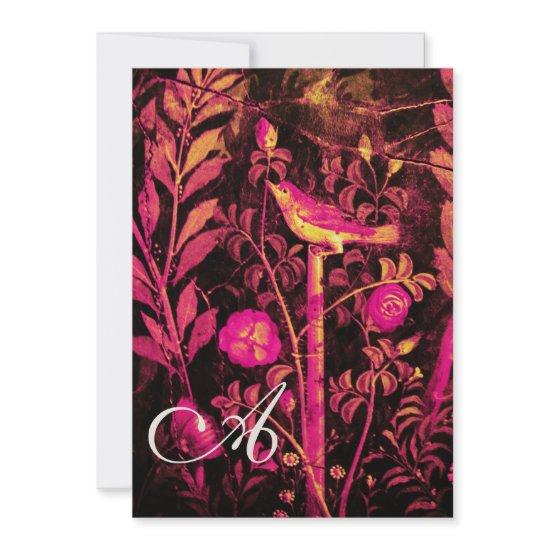 NIGHTINGALE WITH ROSES MONOGRAM,Pink Black Yellow
