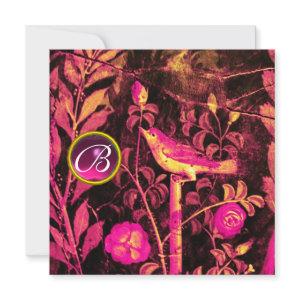 NIGHTINGALE WITH ROSES MONOGRAM, Pink Black Yellow